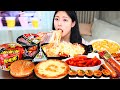 ASMR MUKBANG| 편의점 직접 만든 불닭 떡볶이 치킨 피자 김밥 디저트 먹방 &amp; 레시피 FRIED CHICKEN AND Tteokbokki EATING