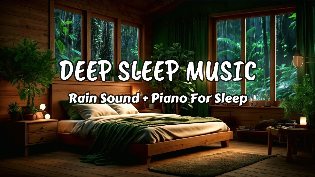 Soft Rain and Piano in Cozy Bedroom at Night - Deep Sleep Music to Ease Stress and Quiet the Mind
