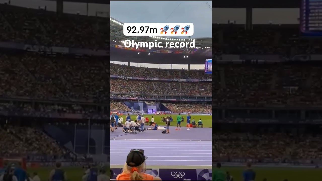 Olympic record javelin throw 92.97m 