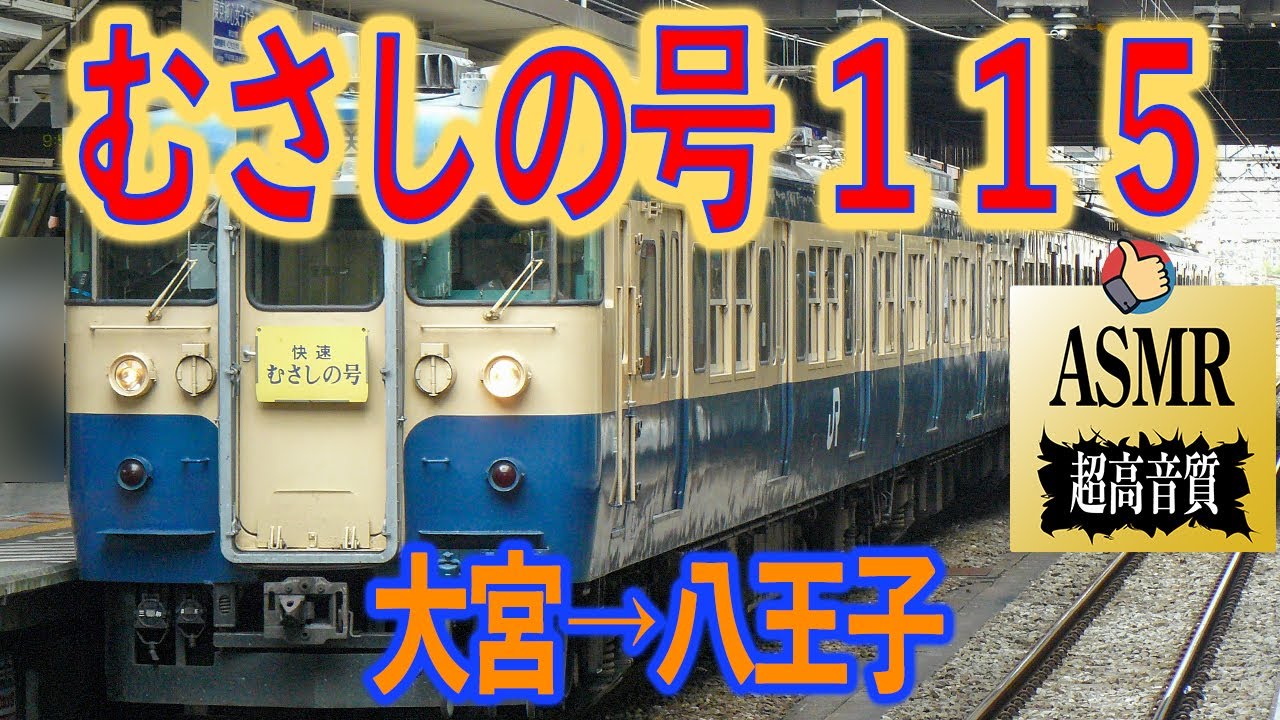 【トンネル轟音】快速 むさしの号 115系 走行音 M40編成 大宮→八王子 勉強用 BGM 睡眠 環境音 ASMR