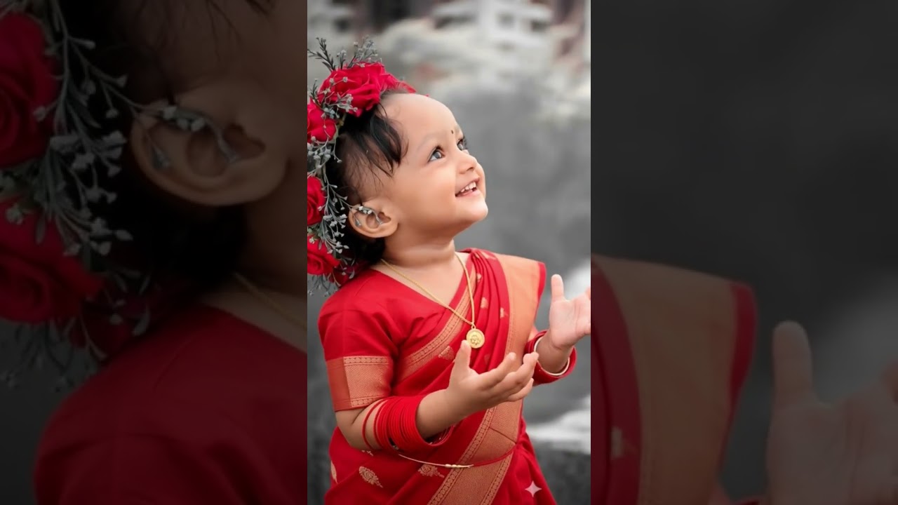 💃 Cute Little Girl in Red Saree Walking Confidently | Viral Cute Baby Video 