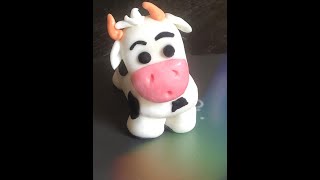 How to make a fondant cow cake decoration beginners طريقة  عمل بقرة  بعجينة السكر تزيين كيك مبتدأيين