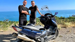 Yamaha T-MAX 500 - СПОРТБАЙК среди макси-скутеров! Обзор и розыгрыш скутера Евгения Матвеева