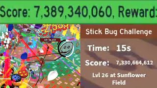 [NIL] World Record 7.4B Score Stick Bug Challenge | Bee Swarm Simulator