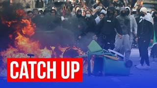 French riot police face off with student protesters