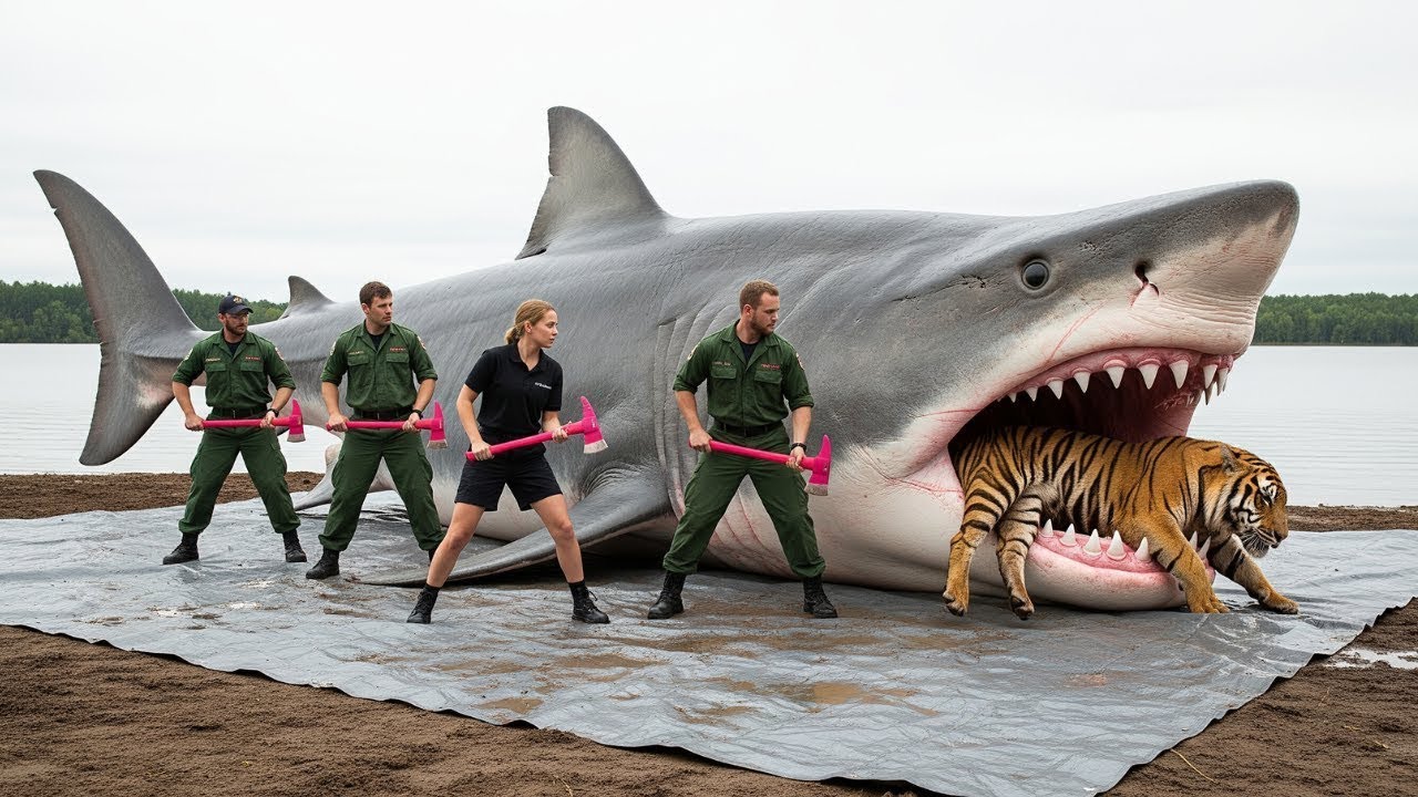 Heroic Rescue Team Rushes to Help as a Brave Father Tiger Faces a Giant Shark 🦈🆘