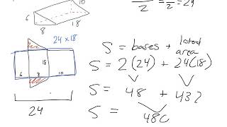 Pre-algebra - 10.5 - Surface area of prisms and cylinders