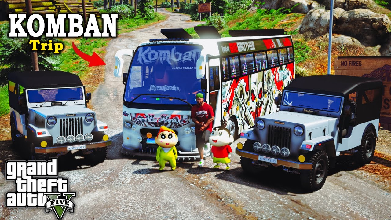 Gta 5: Shinchan & Franklin New Off Road Trip Komban Adholokam Bus in Gta5.! ( Gta5 mods )