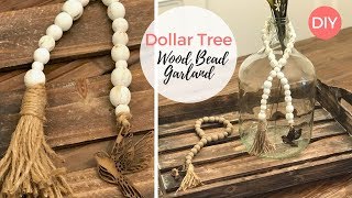 Wooden Bead Garland DIY  | Dollar Tree DIY | Farmhouse Decor | Budget Friendly | Ashleigh Lauren