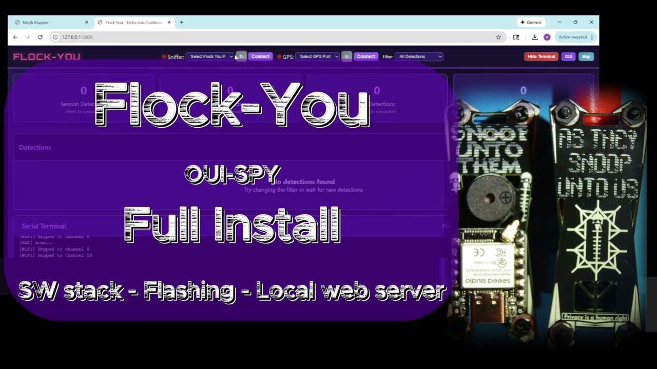 Flock-You full install, a firmware for the OUI SPY to detect cameras
