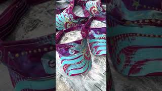 Moon and Stars Sun Visor - hand painted batik design process