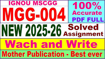 MGG 004 solved assignment 2025-26 in English || mgg 004 solved assignment 2026 || ignou mgg4
