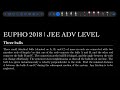 EUPHO 2018 | JEE ADVANCED LEVEL PROBLEM