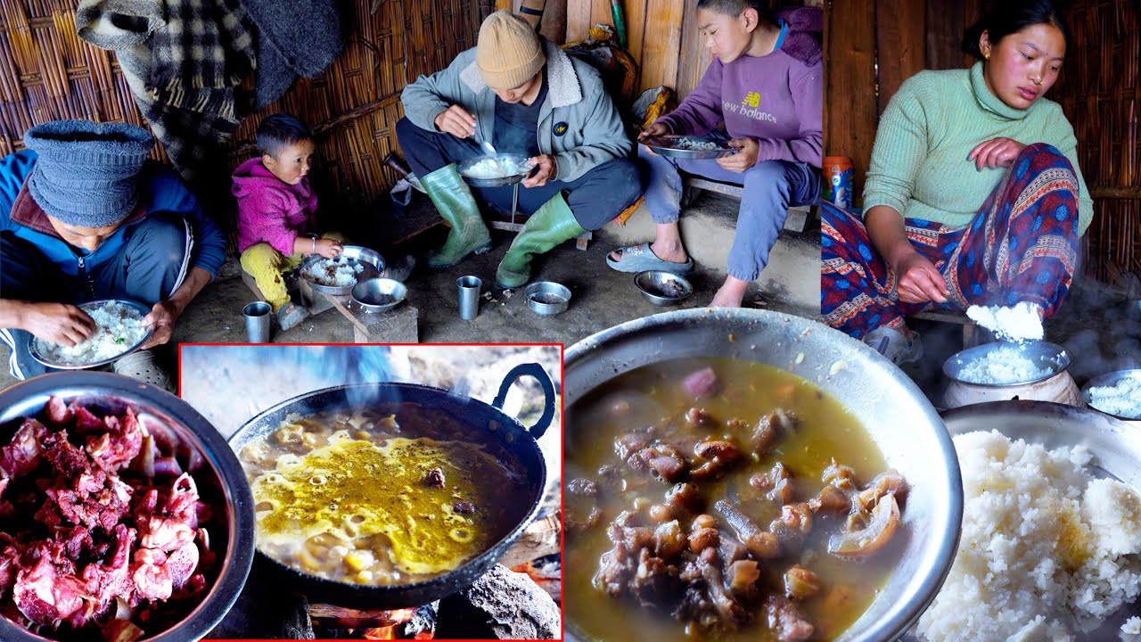 sheep curry in the lunch for family and friends by manjita Rai || shepherd life of Nepal || Himalaya