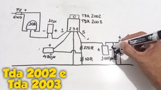Esquema Amplificador Caseiro 20w Tda 2002 e Tda 2003.