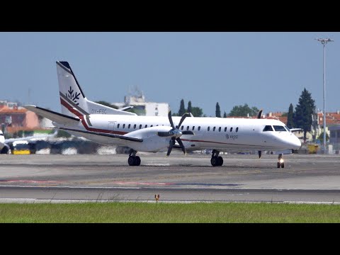SAAB 2000 Frost Air Landing &amp; Takeoff at Lisbon Airport