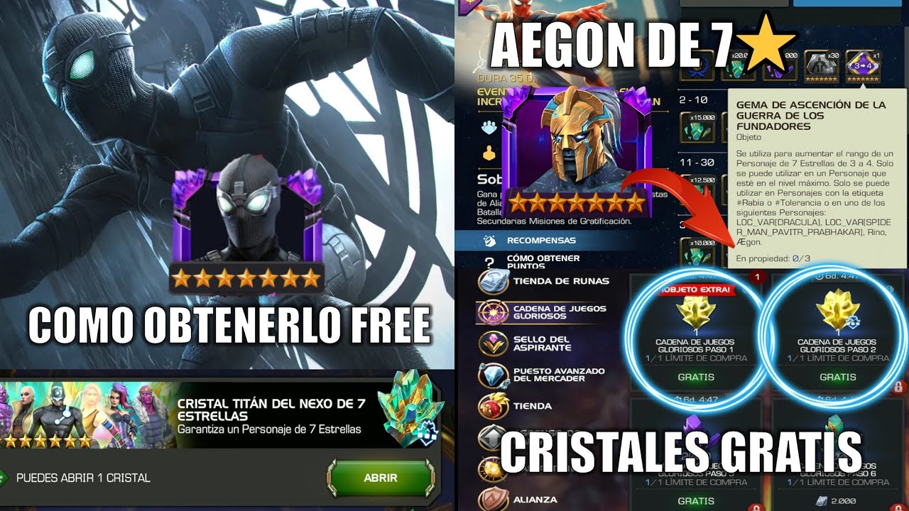 CRISTALES GRATIS POR JUEGOS GLORIOSOS | ¿ AEGON DE 7⭐? + Spider-Man Sigiloso DE 7⭐ FREE- Marvel MCOC