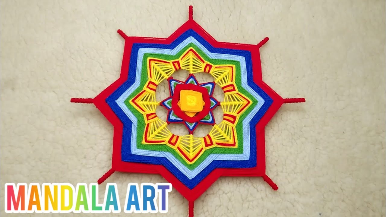 Beautiful Flower Wall Hanging | How To Weave Yarn Mandala | Mandala Art