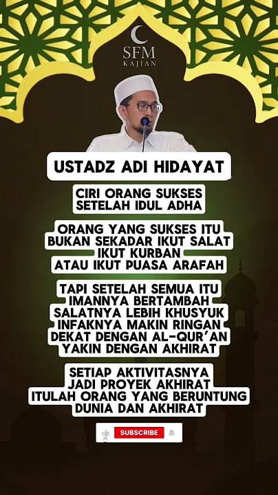 Ustadz Adi Hidayat: Ciri Orang Sukses Setelah Idul Adha #kajianislam #shorts #seputardakwah #quotes