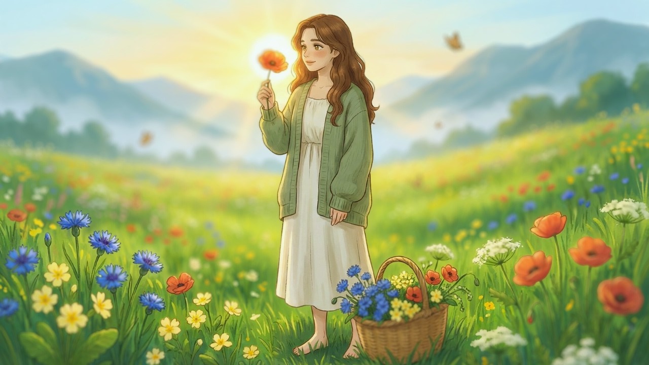 The Girl Who Collected Sunbeams A Morning in the Wildflowers | Ghibli Style