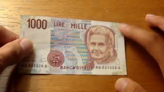 Italian 1000 lira Banknote - 1990
