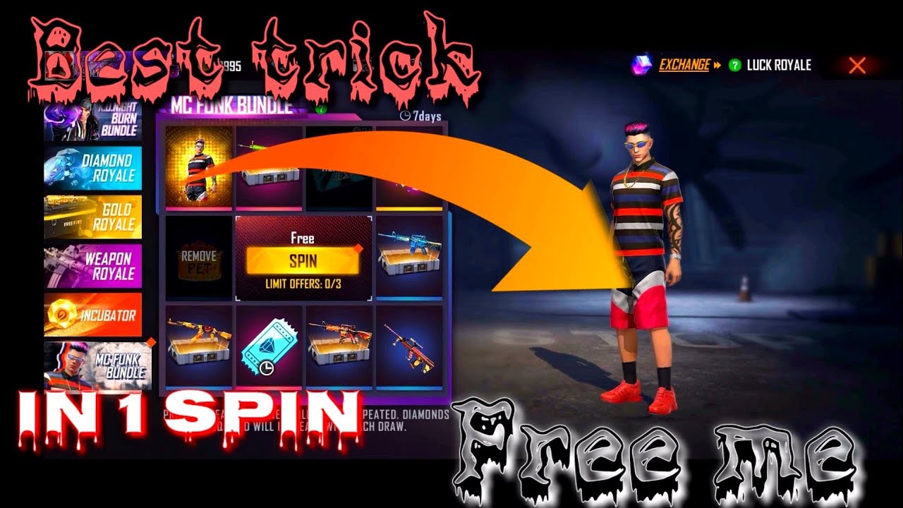 Mc punk bundle free fire// how to get mc punk bundle in one spin best trick/one spin trick free Fire
