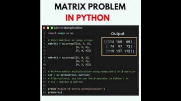 Matrix problem in Python #coding #phython #pythonprogramming #education #artificialintelligence