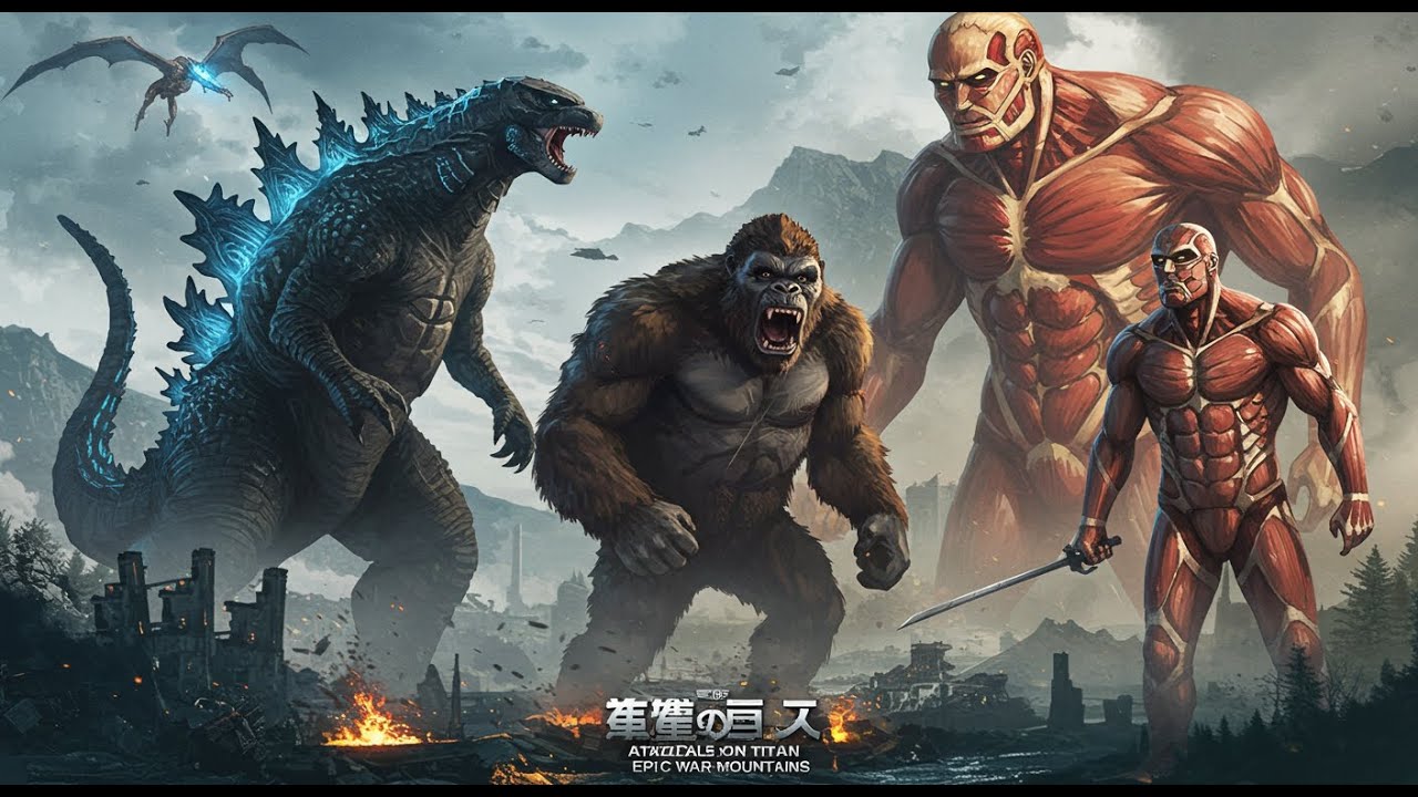 MONSTERVERSE Vs ATTACK ON TITAN  Epic War in the Mountains!