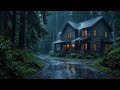 Dark Cabin Rain Sounds with Thunder 🌙 Heavy Rain White Noise for Deep Sleep and Focus