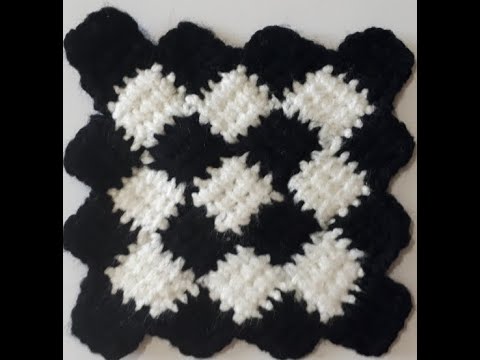 Çapraz Damalı Harika Tunus İşi örnek/ Crochet,cross , checkered, tunisian crochet, blanket, carpet,