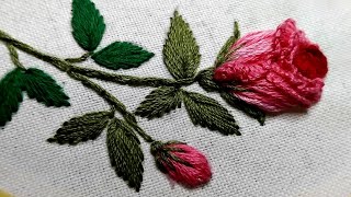 beautifull rosebud hand embroidery - unique flower design.