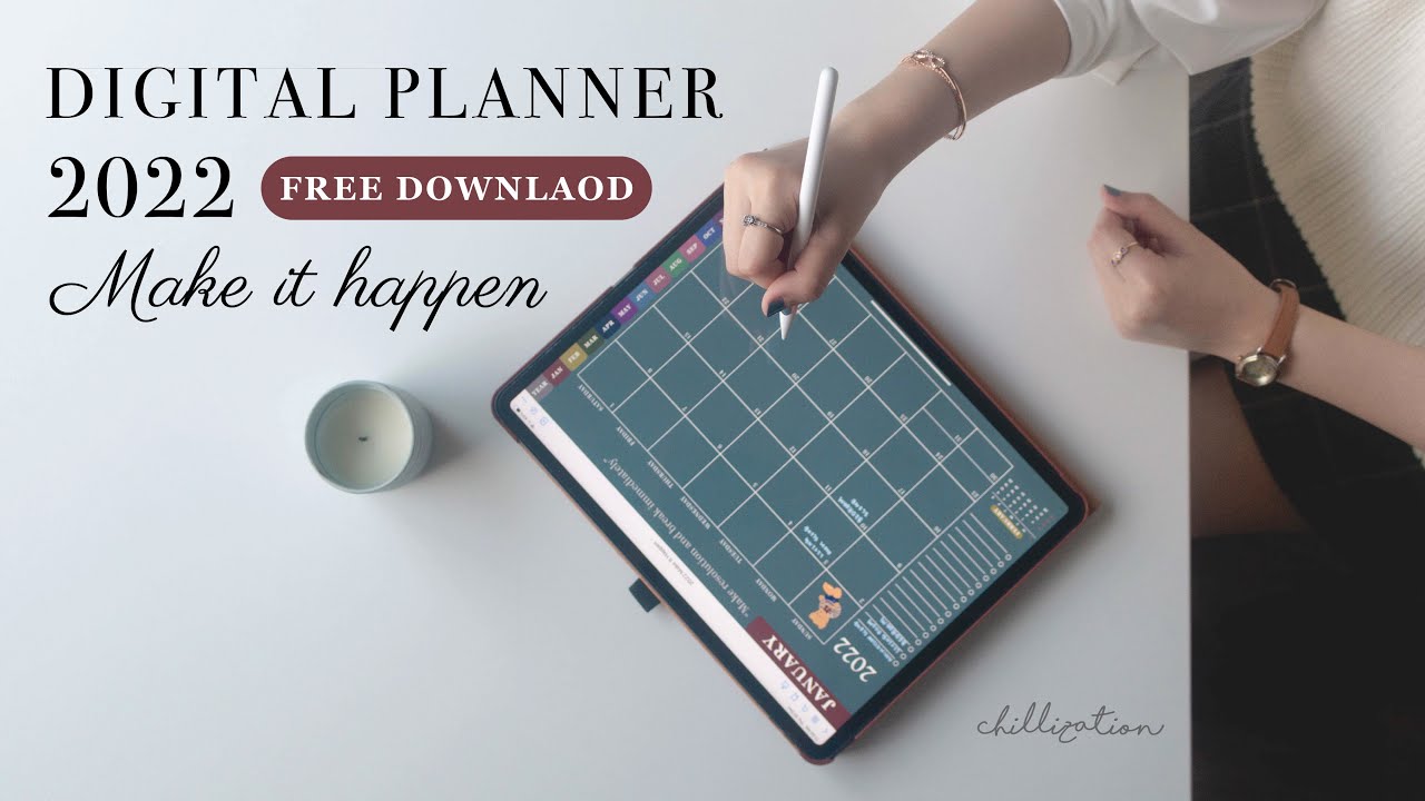 2022 Digital Planner with Hyperlinks Free Template GoodNotes on