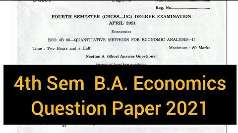 QUANTITATIVE METHODS FOR ECONOMIC ANALYSIS-2       |       4th Sem B.A. Economics (Q/P) 2021#calicut