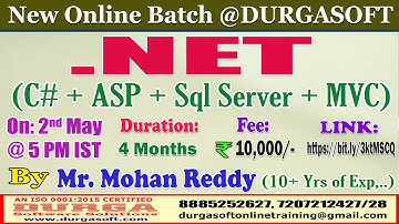 .NET (C# + ASP + Sql Server + MVC) Online Training @ DURGASOFT