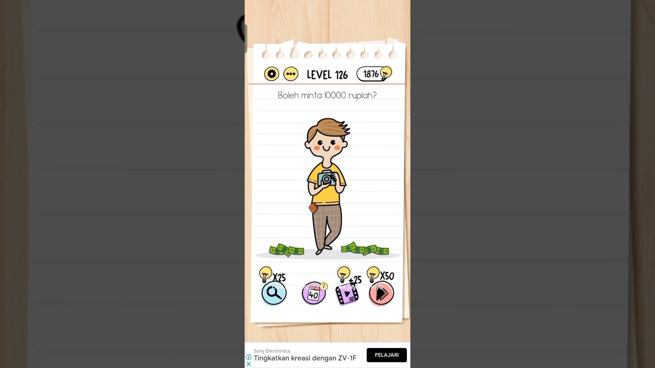 Jawaban Brain Test level 126 - Boleh minta 10000 rupiah? 