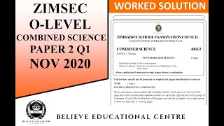 Zimsec O Level Combined Science Past Paper 2 N2020 Q1 screenshot 1
