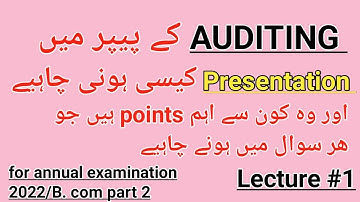 Paper presentation of Auditing B.Com part 2 for annual examination 2022 (lecture =1)