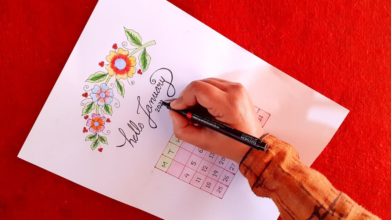 happy new year drawing 2021 | how to make new year calender 2021 ...