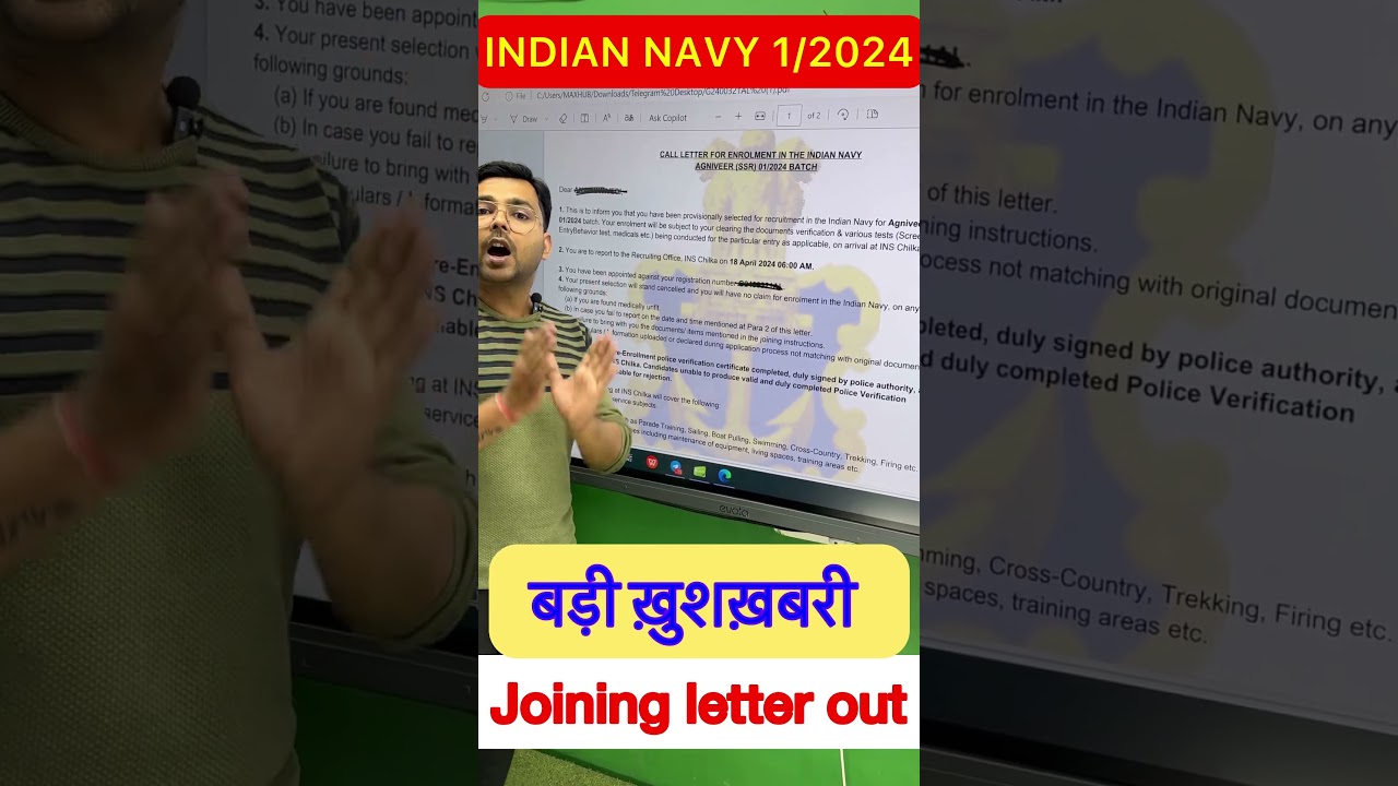 Indian Navy Joining letter out 