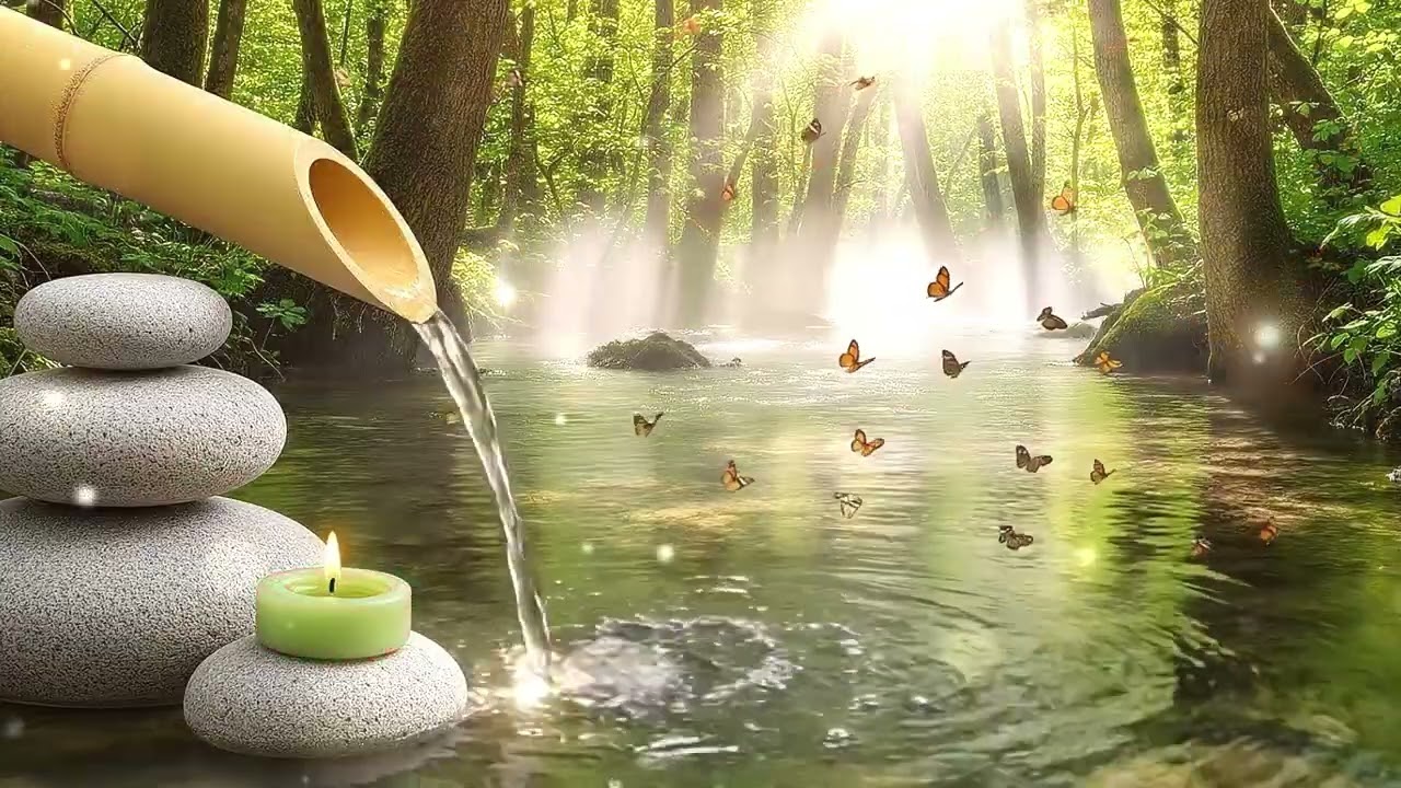 3 Hours Relaxing Music - Bamboo Water Fountain + Soft Piano for Anxiety & Deep Sleep