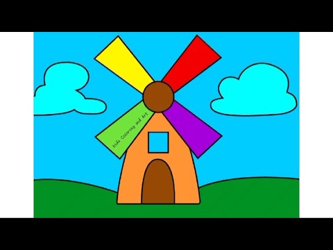 Let's Color in Windmill Drawing for kids beginners and toddlers step by ...