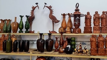 Live 11/12 Thợ gỗ làng nghề bán vài cặp lục bình, bàn ghế, tủ giường, đồ mỹ nghệ làm thủ công đẹp