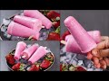 3 INGREDIENTS STRAWBERRY KULFI ICE CREAM | STRAWBERRY KULFI ICE CREAM | NO CREAM, NO CONDENSED MILK