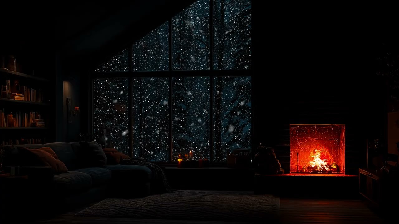 Fall Asleep Now 😴❄️ Snowfall & Cozy Fireplace 🔥 Relaxing Deep Sleep Cabin Ambience (NO Ads)