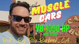 Muscle and Classic Cars show Bob's Big Boy Burbank California Plymouth Mustang Shelby GT500 V8 sound
