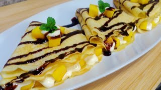 HOW TO MAKE CREPES!  Super Easy and Delicious Mango Crepe Recipe!