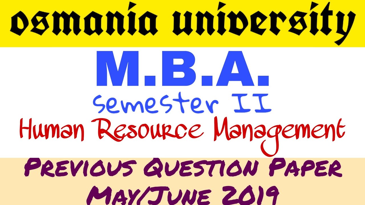Human Resource Management | MBA 2nd Semester | Previous Question Paper ...