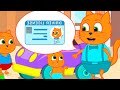 Familia de Gatos - Licencia de conducir para niños Dibujos Animados Para Niños