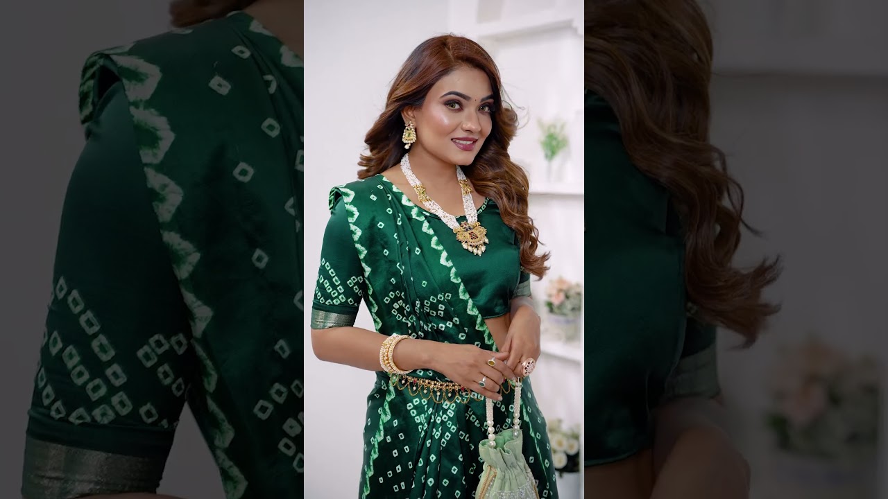 Deep Green Soft Satin Silk Saree