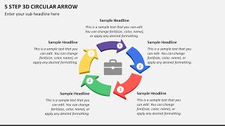 5 Step 3D Circular Arrow animated PPT Template